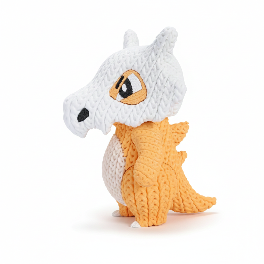 Knitted Design- 3D Printed Figure- Cubone- Unique Display Collectible