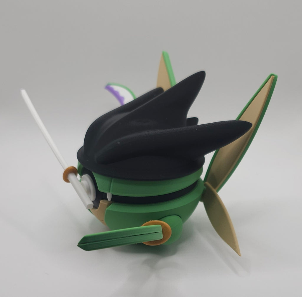 Zoro x Scyther Pokemon Character Design- 3D Printed Pokeball- Unique Display Collectible