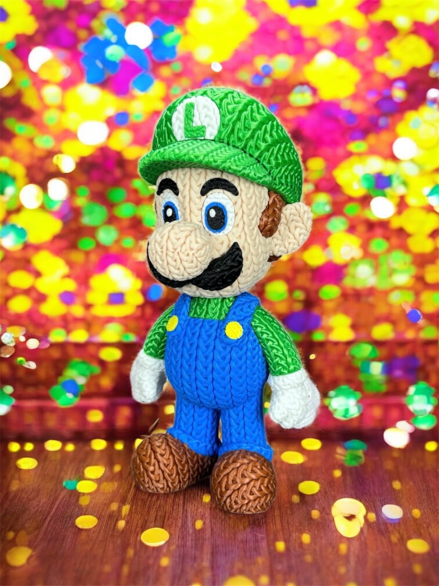 Knitted Design - 3D Printed Super Mario- Inspired Figures - Unique Display Collectible
