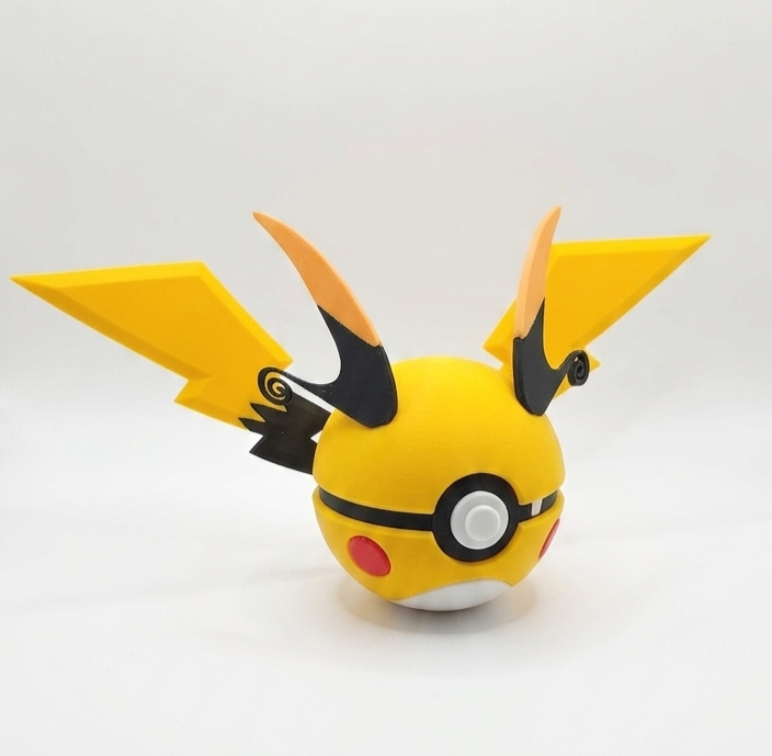 Pokemon Character Design - 3D Printed Pokeball - Mega Raichu X - Unique Display Collectible