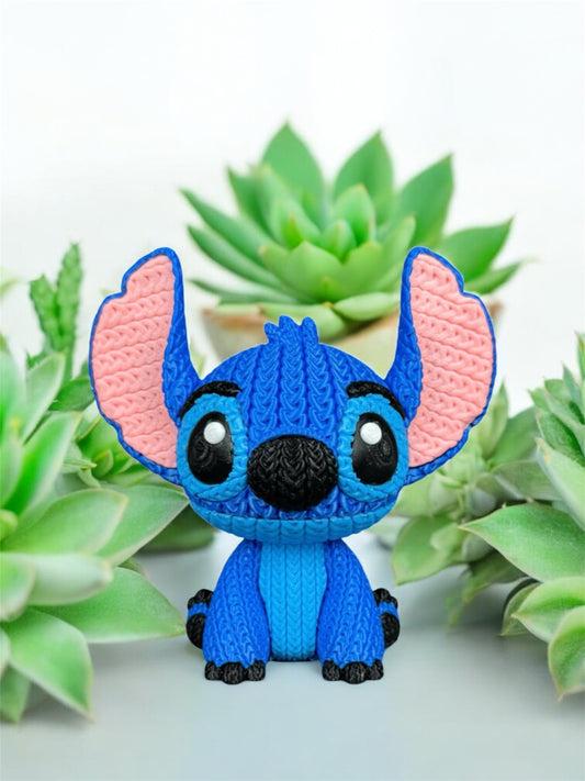 Knitted Design - 3D Printed Lilo & Stitch Inspired Character Figures - Unique Display Collectible