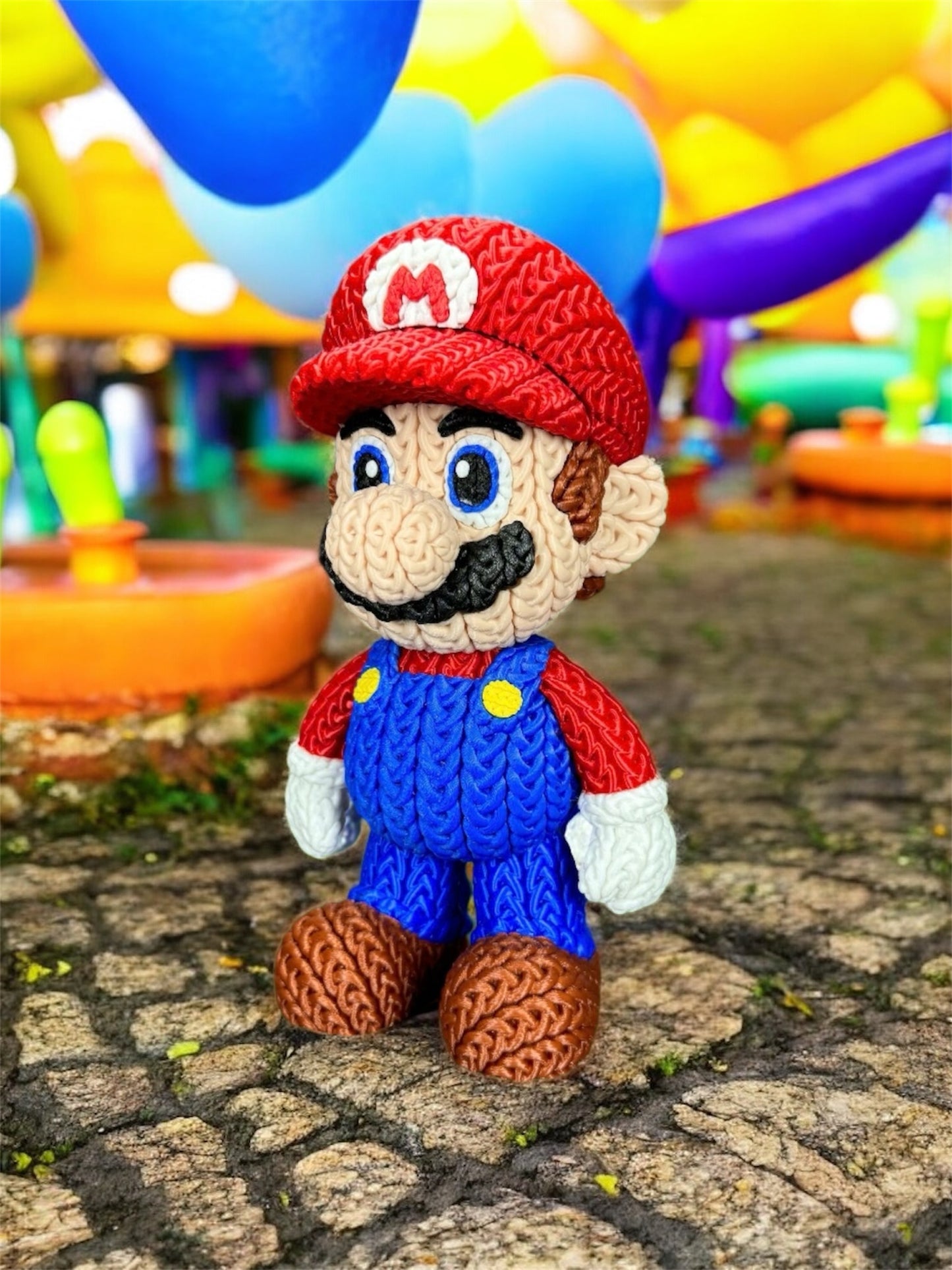 Knitted Design - 3D Printed Super Mario- Inspired Figures - Unique Display Collectible