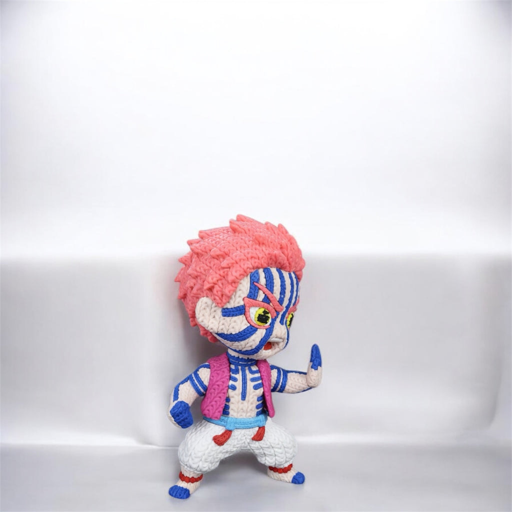 Knitted Design- 3D Printed Akaza Character Figure- Unique Display Collectible
