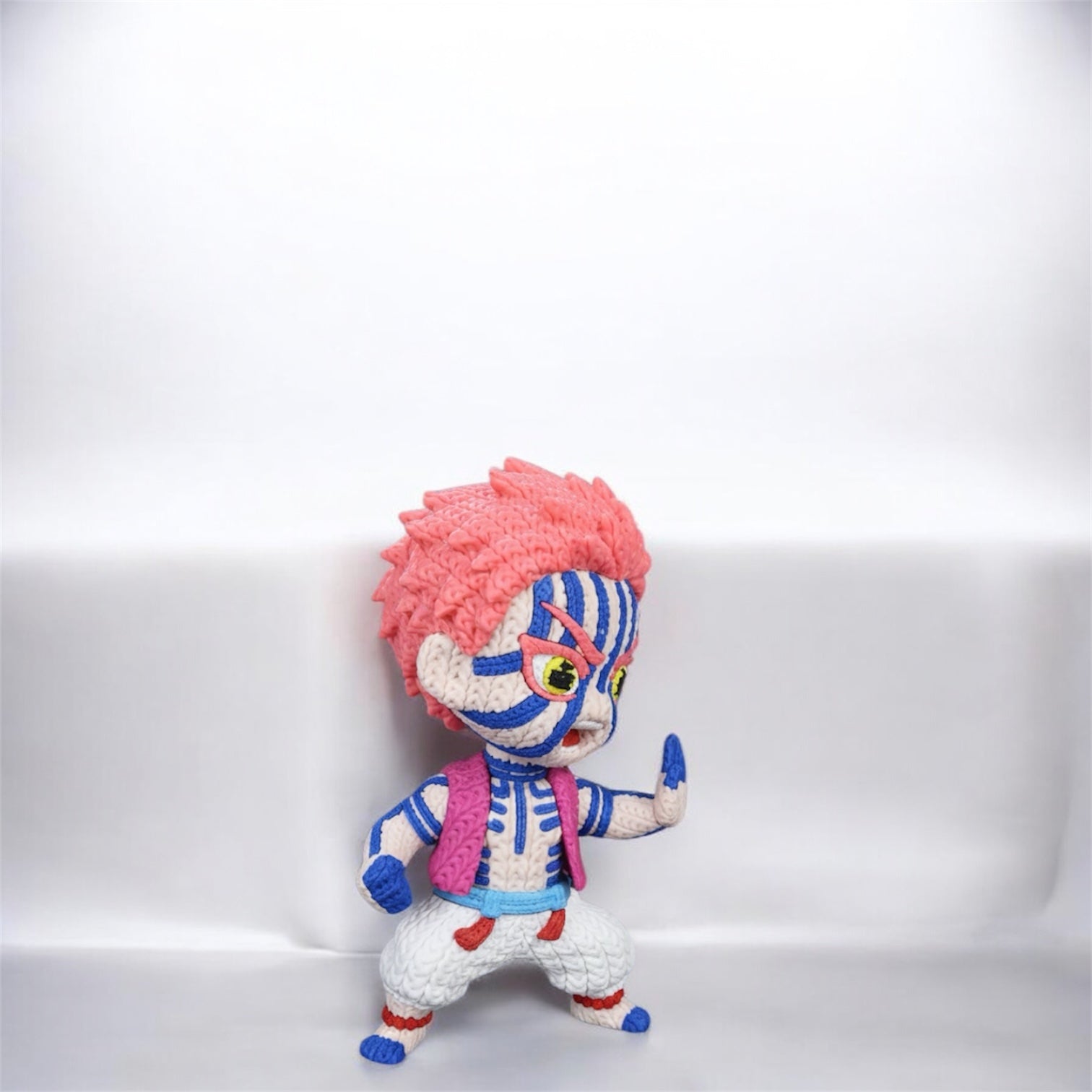 Knitted Design- 3D Printed Akaza Character Figure- Unique Display Collectible