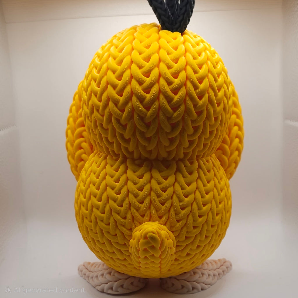 Psyduck Knitted Design- 3D Printed Display Figure- Unique Collectible