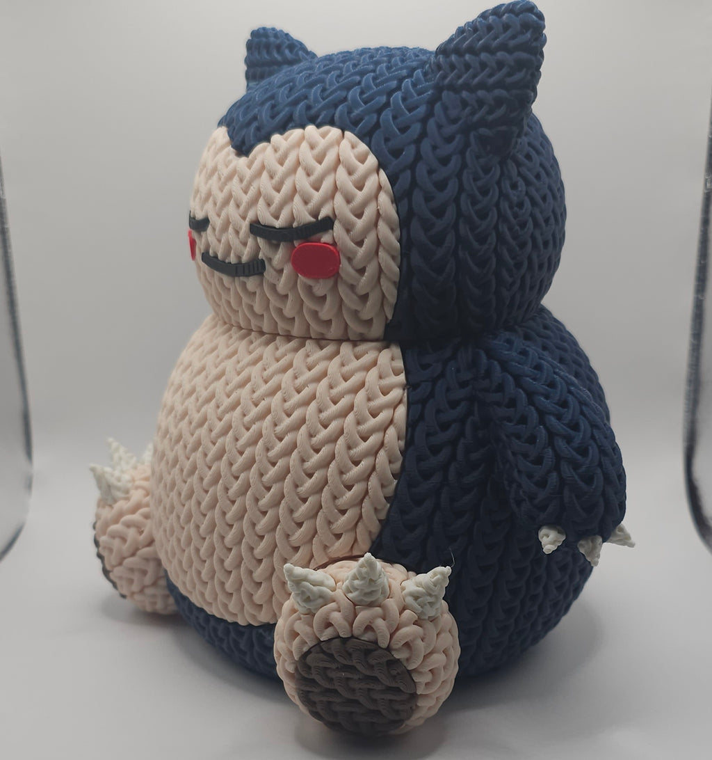 Knitted Design- 3D Printed Snorlax Figure- Unique Display Collectible