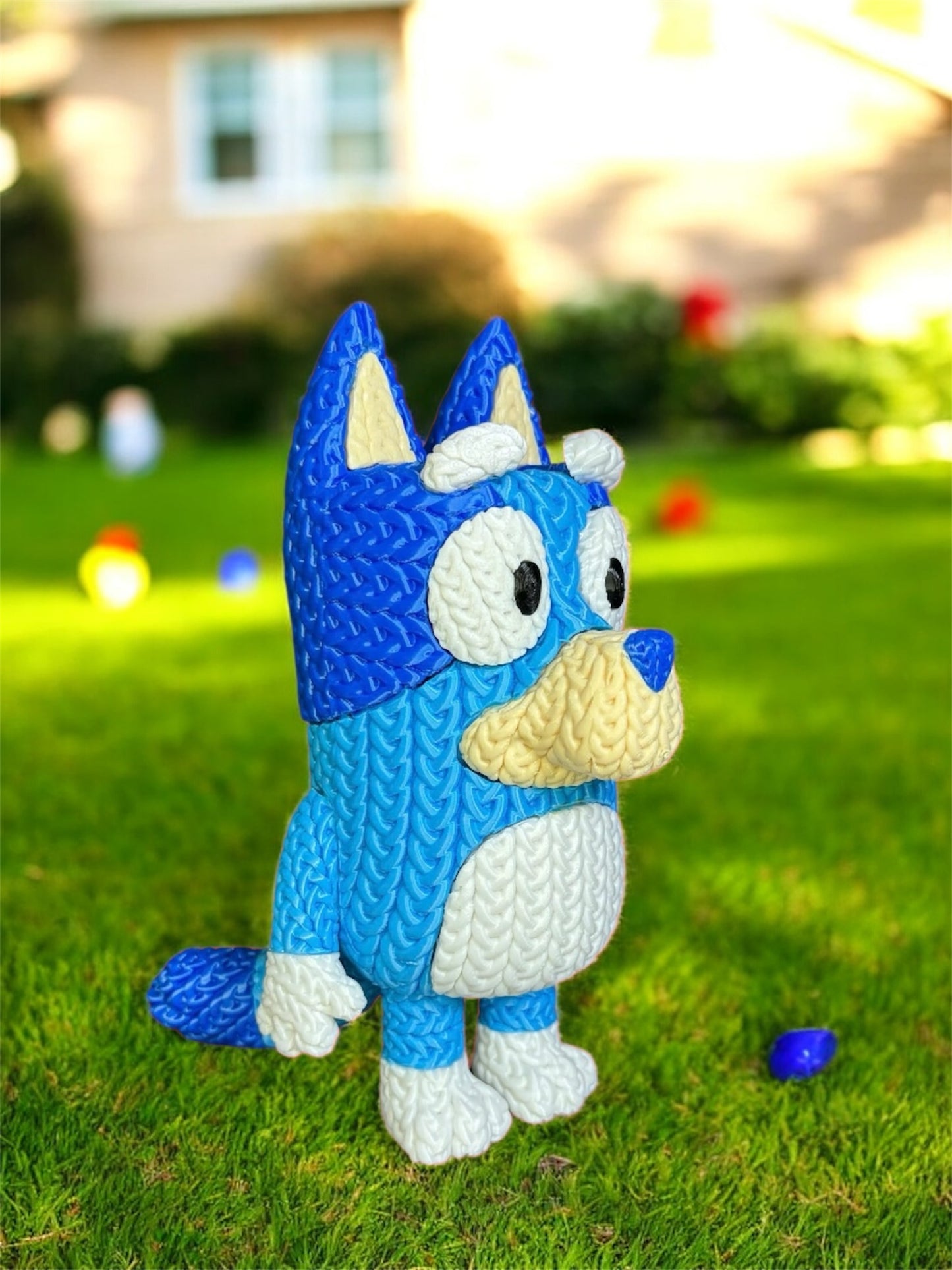 Knitted Design - 3D Printed Bluey and Bingo Figures - Unique Display Collectible