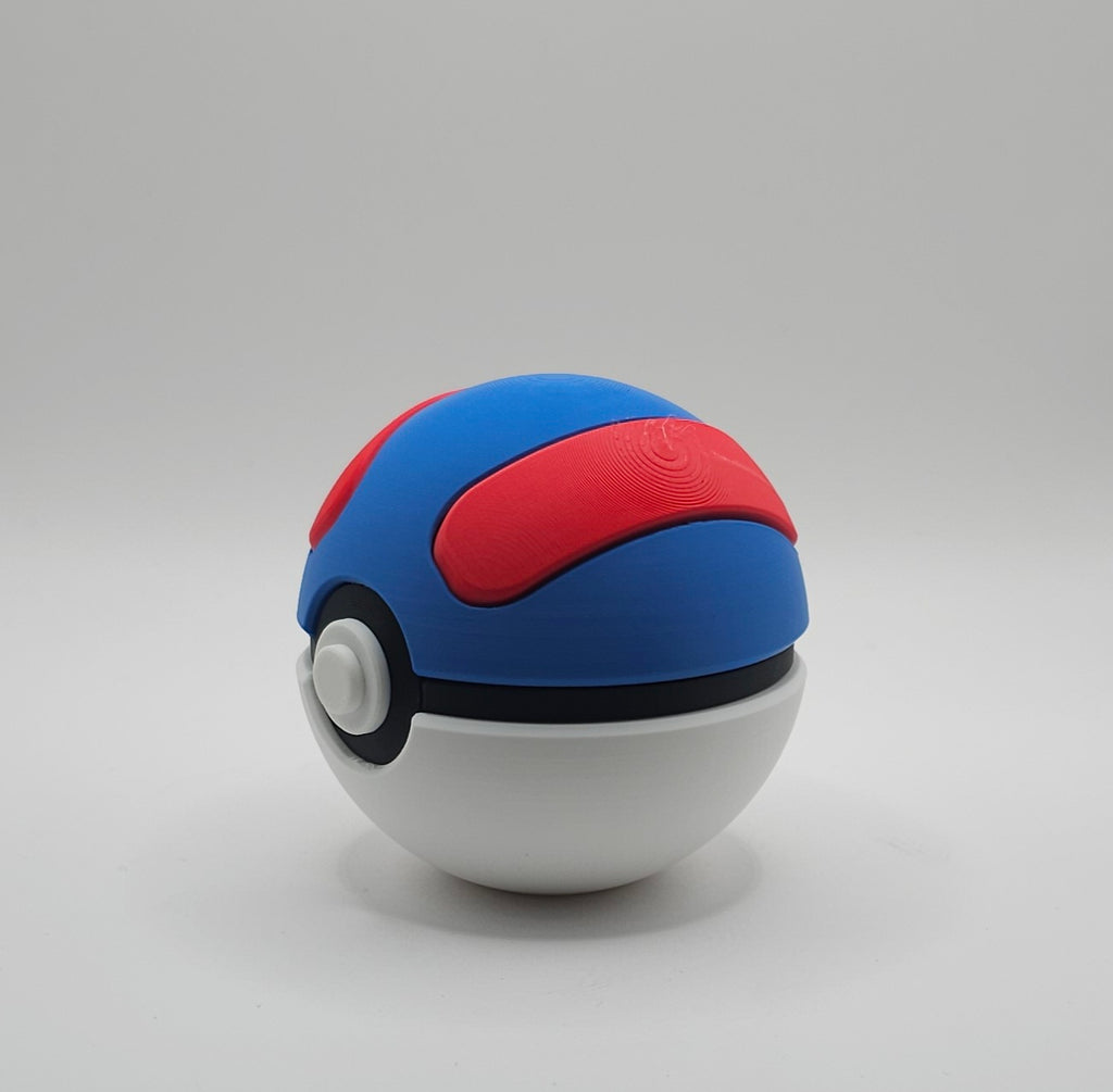 Pokemon 3D Printed Pokeball- Great Ball Design- Unique Fan Art Collectible