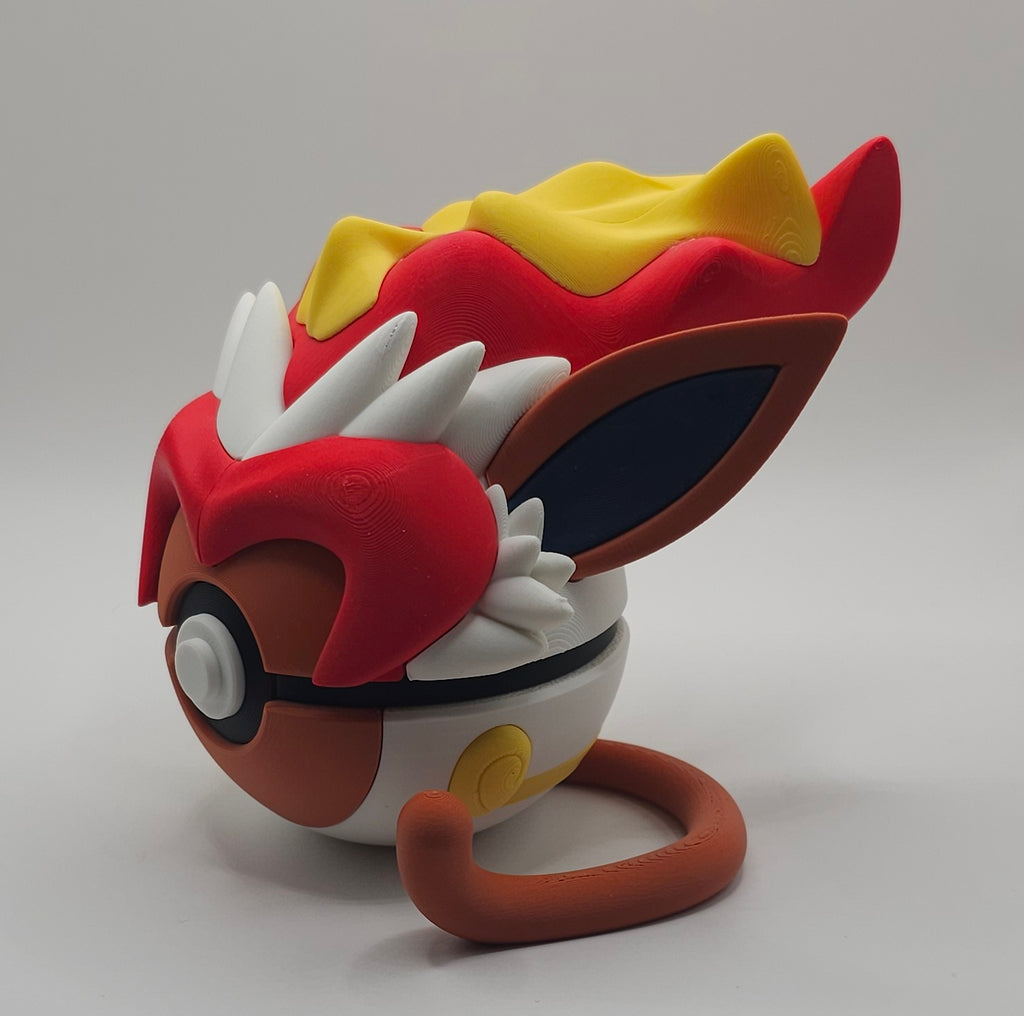 Pokemon Character Design- 3D Printed Pokeball- Infernape- Unique Display Fan Art Collectible