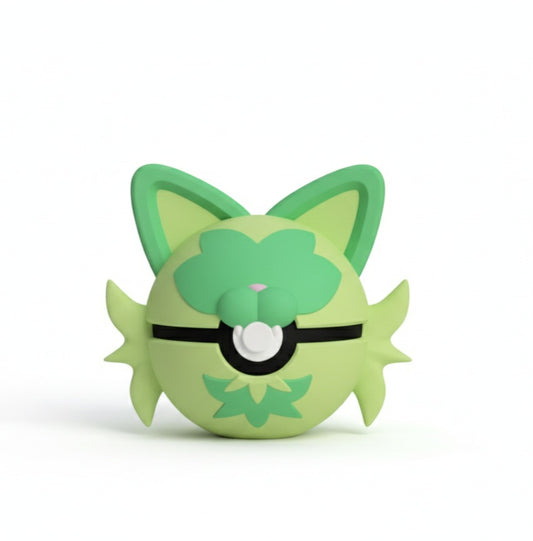 Pokemon Character Design- 3D Printed Pokeball- Sprigatito- Unique Display Collectible