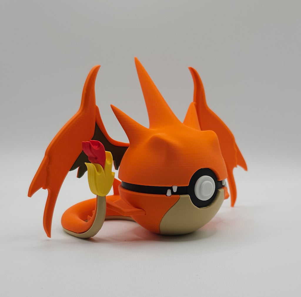 Pokemon Character Design- 3D Printed Pokeball- Mega Charizard Y- Unique Display Collectible