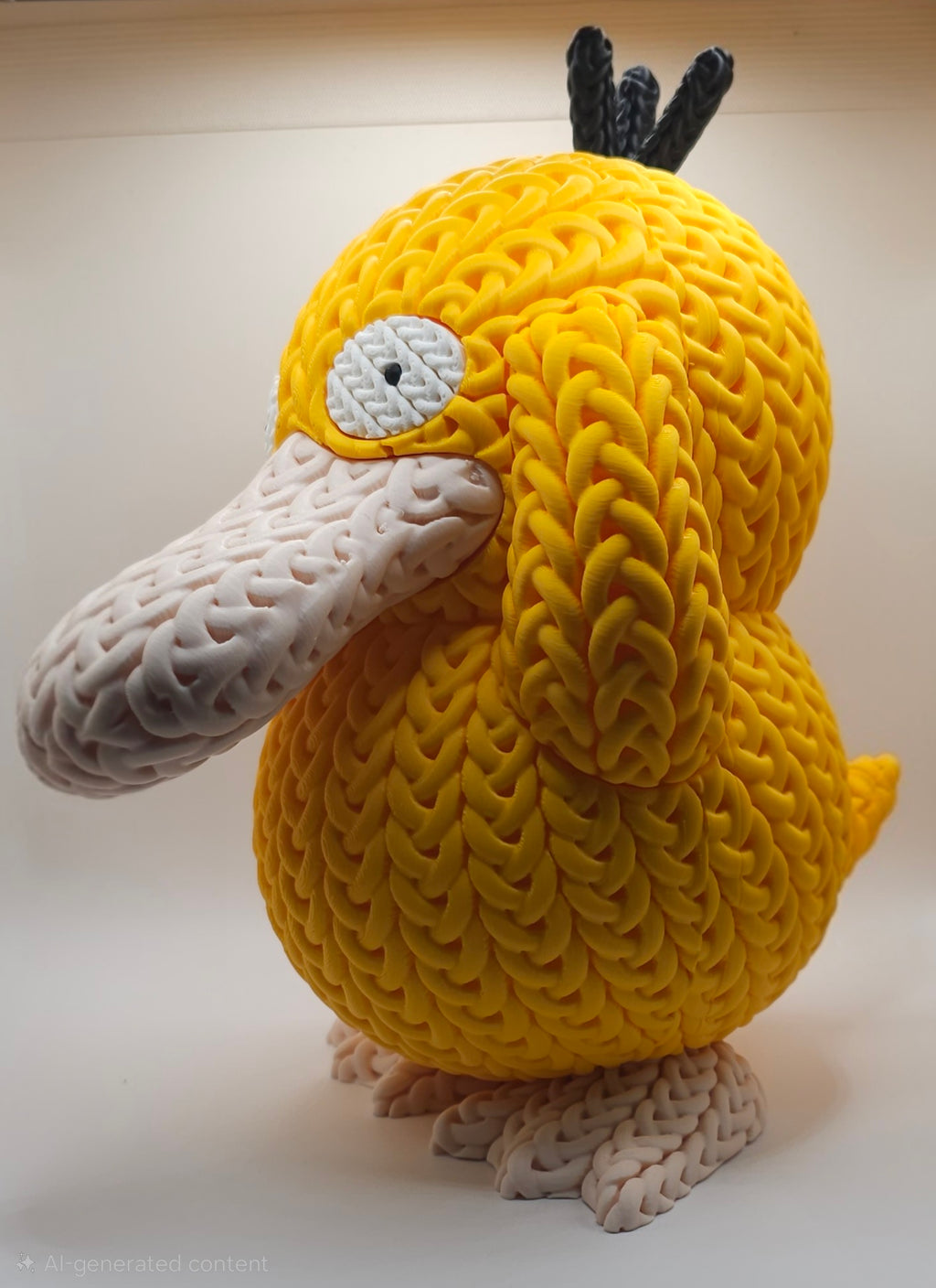 Psyduck Knitted Design- 3D Printed Display Figure- Unique Collectible