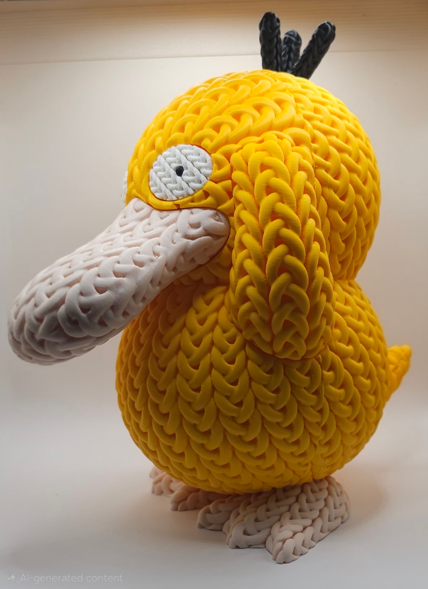 Psyduck Knitted Design- 3D Printed Display Figure- Unique Collectible