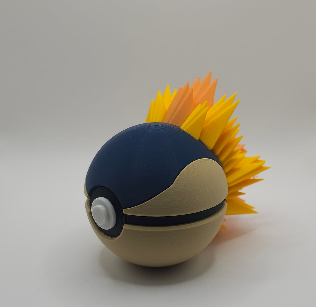 Pokemon Character Design - 3D Printed Pokeball - Cyndaquil - Unique Display Collectible