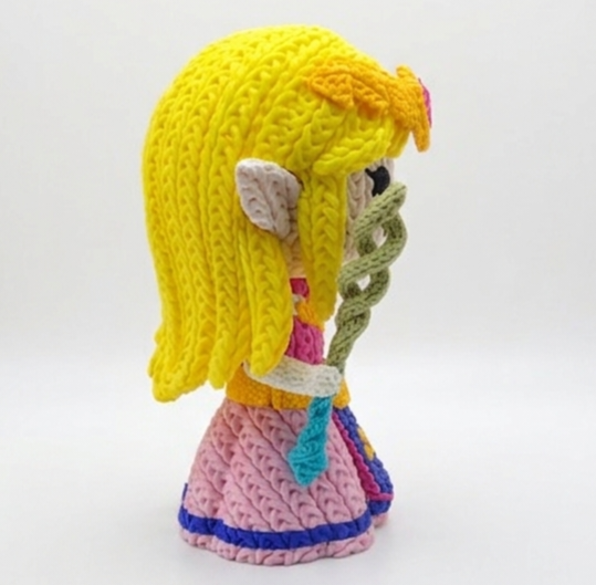 Knitted Design- 3D Printed Princess Zelda Figure- Unique Display Collectible