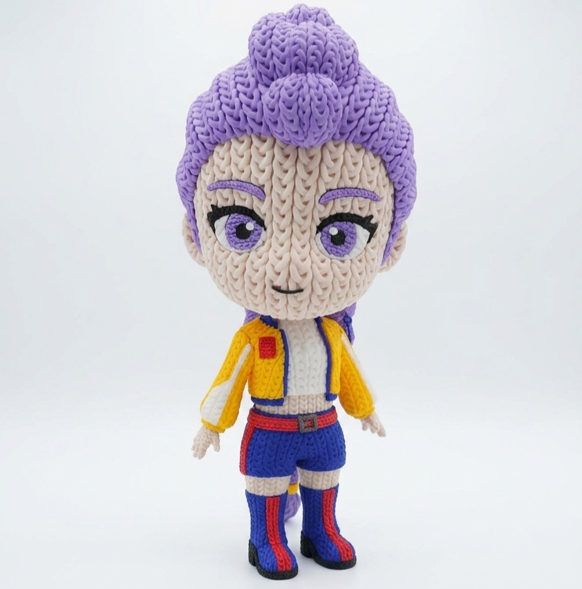 Knitted Design- 3D Printed K-Pop Demon Hunter Figures- Unique Display Collectible