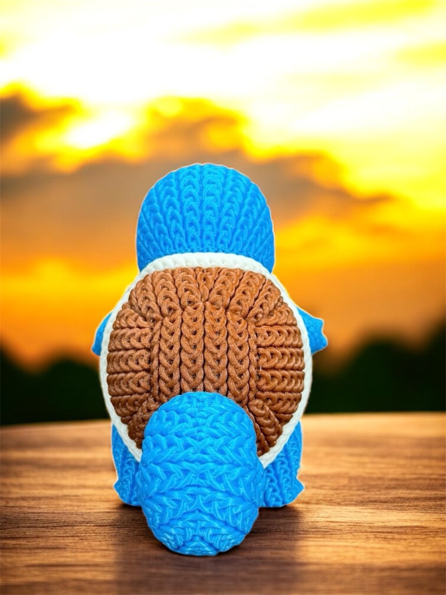 Knitted Design- 3D Printed Squirtle & Evolutions Figures- Unique Display Collectible