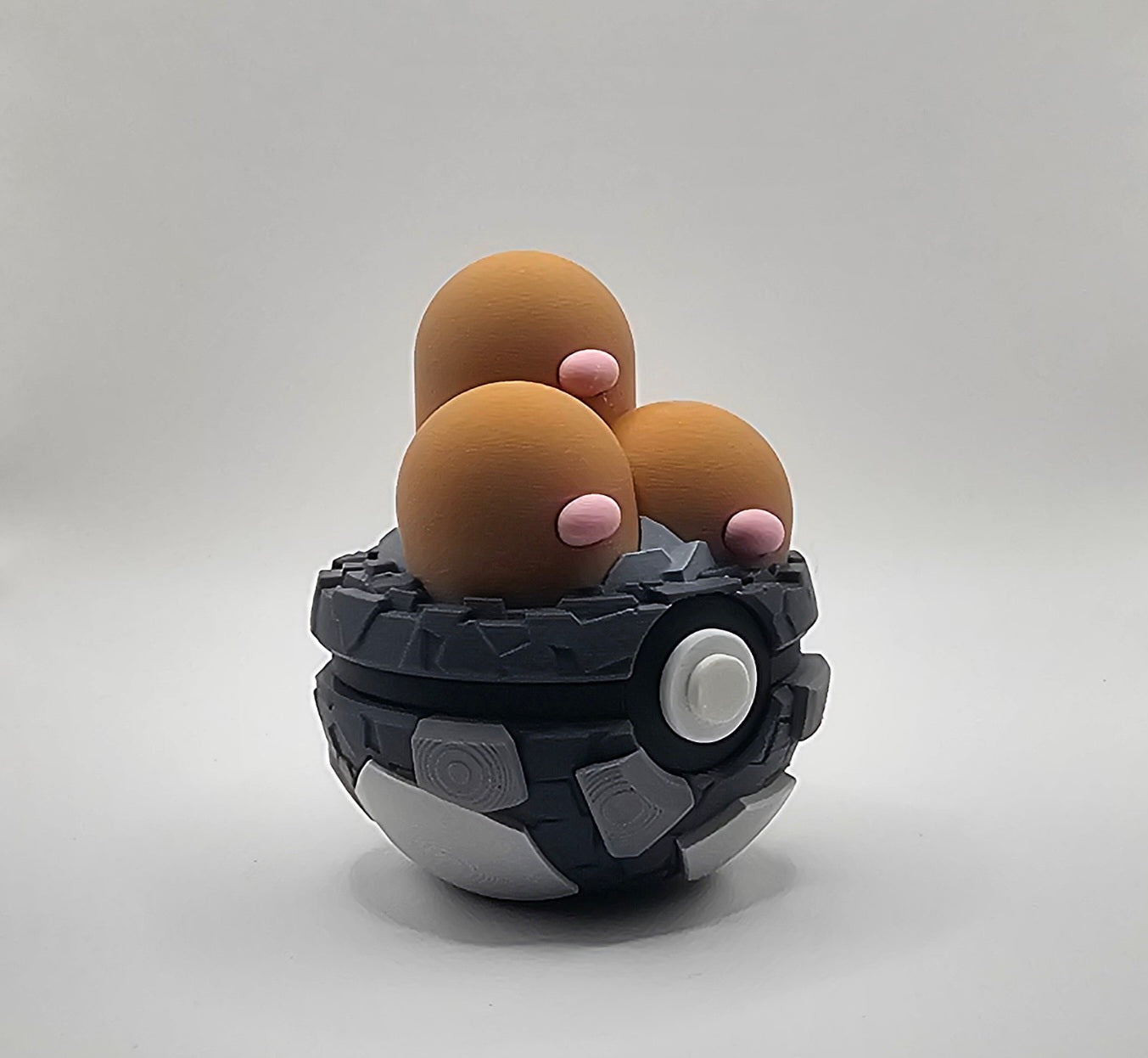 Pokemon Character Design- 3D Printed Pokeball- Dugtrio- Unique Display Fan Art Collectible
