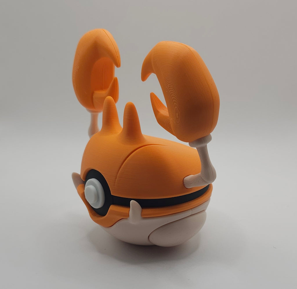 Pokemon Character Design- 3D Printed Pokeball- Krabby- Unique Display Collectible