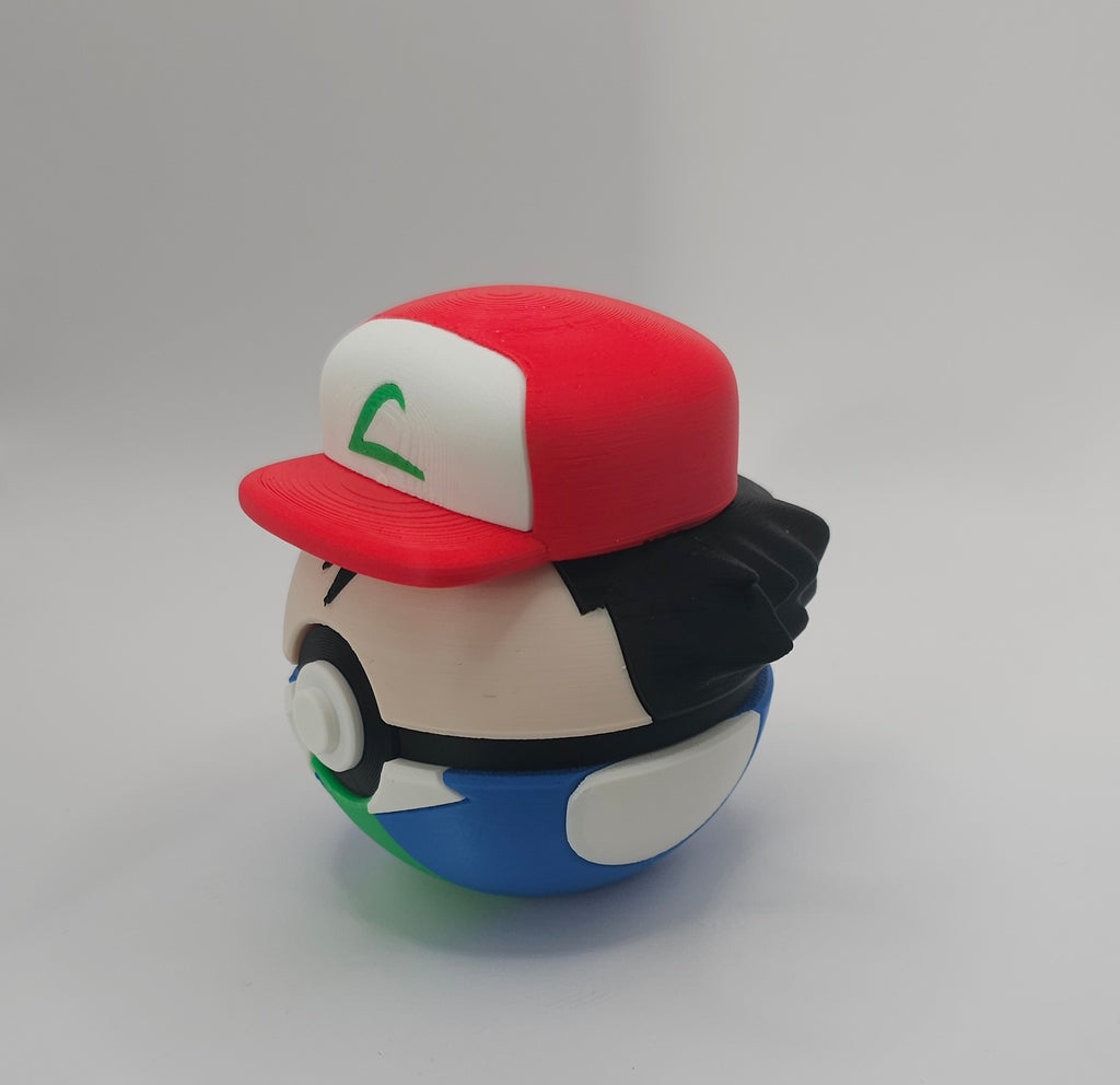 Pokemon Character Design- 3D Printed Pokeball- Ash, Brock & Misty- Unique Display Collectible