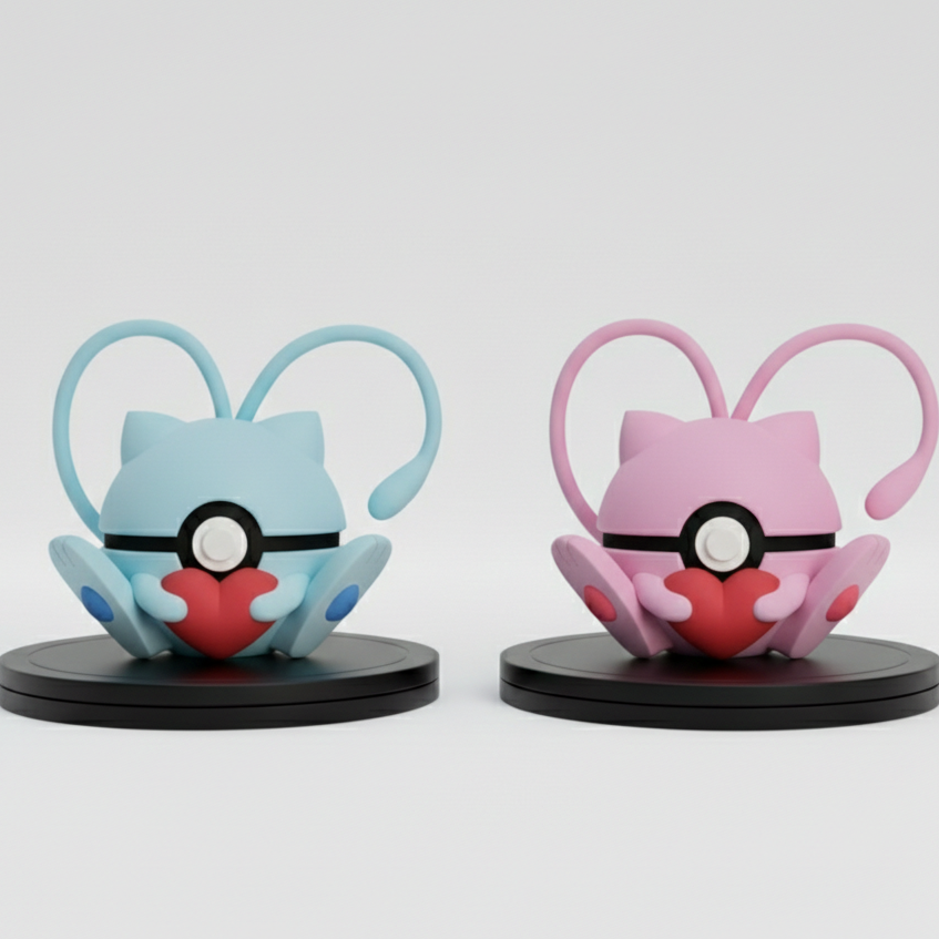 Pokemon Character Design- 3D Printed Pokeball- Valentine Mew- Unique Display Collectible
